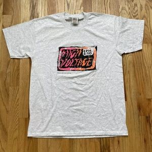 Mens Vintage 90s Oneita High Voltage Heather Gray Single Stitch T Shirt Tee Sz L